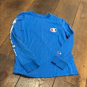 Champion Blue Long Sleeve Tee with Classic Logo
